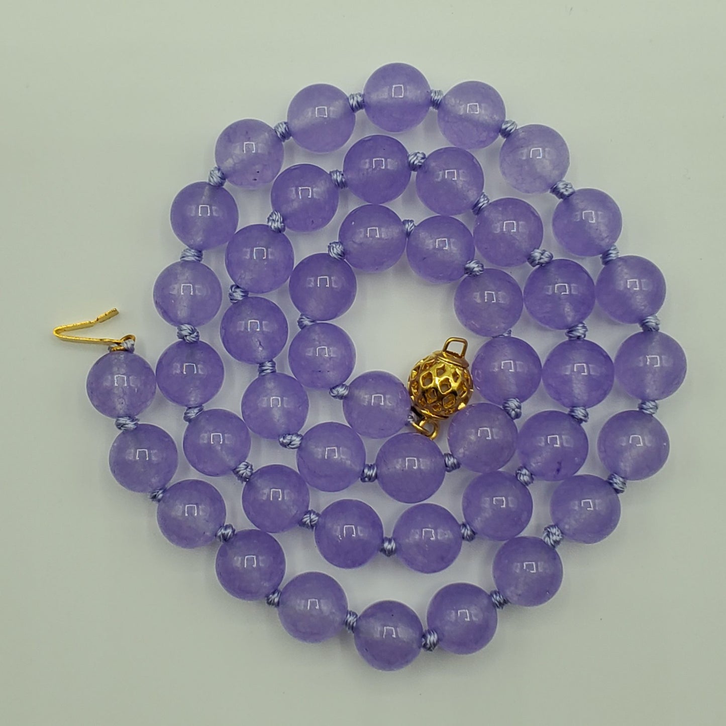 8mm Rare Natural Purple Jade Round Gemstone Necklace 18 " with Earrings