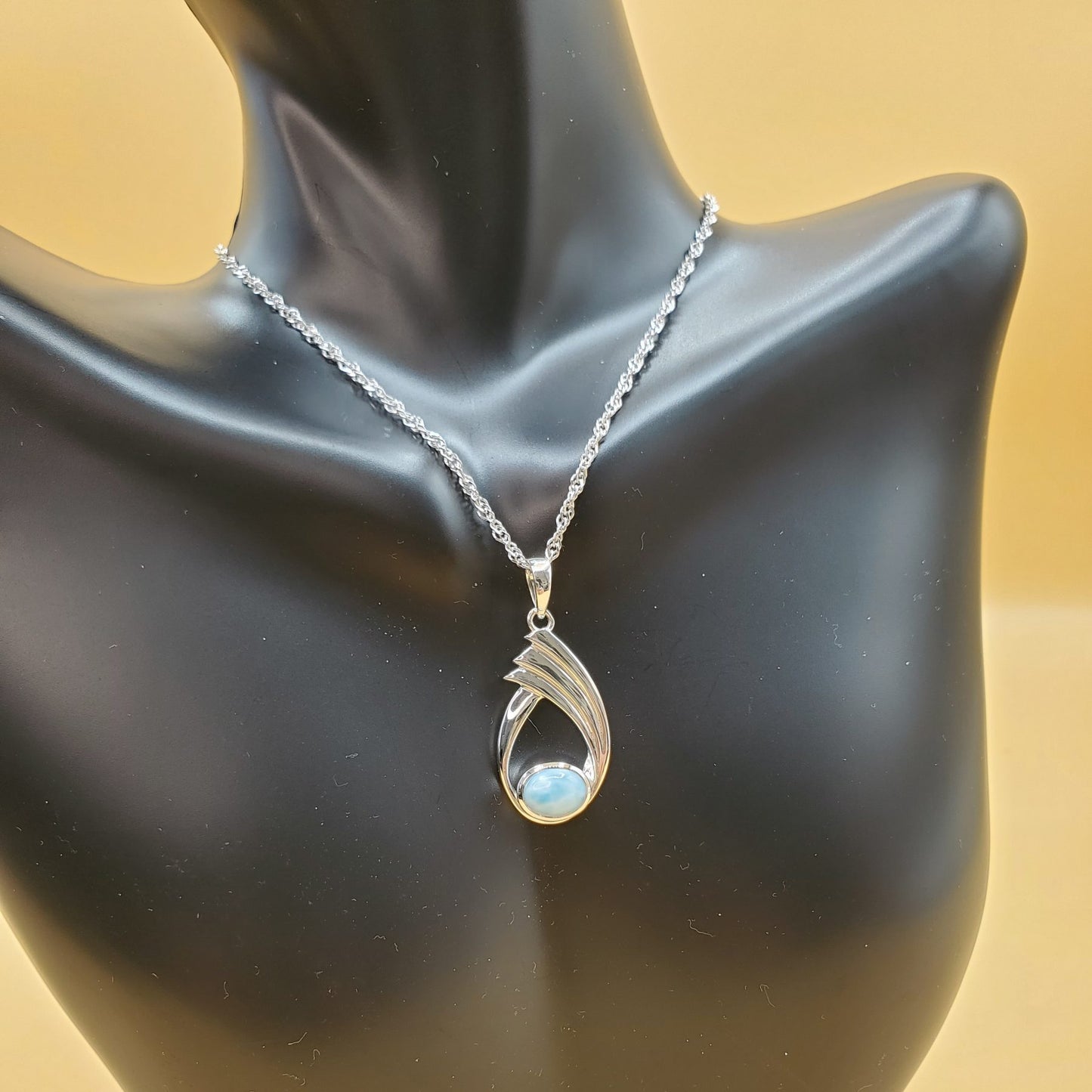 Delicate Larimar Swirl Pendant