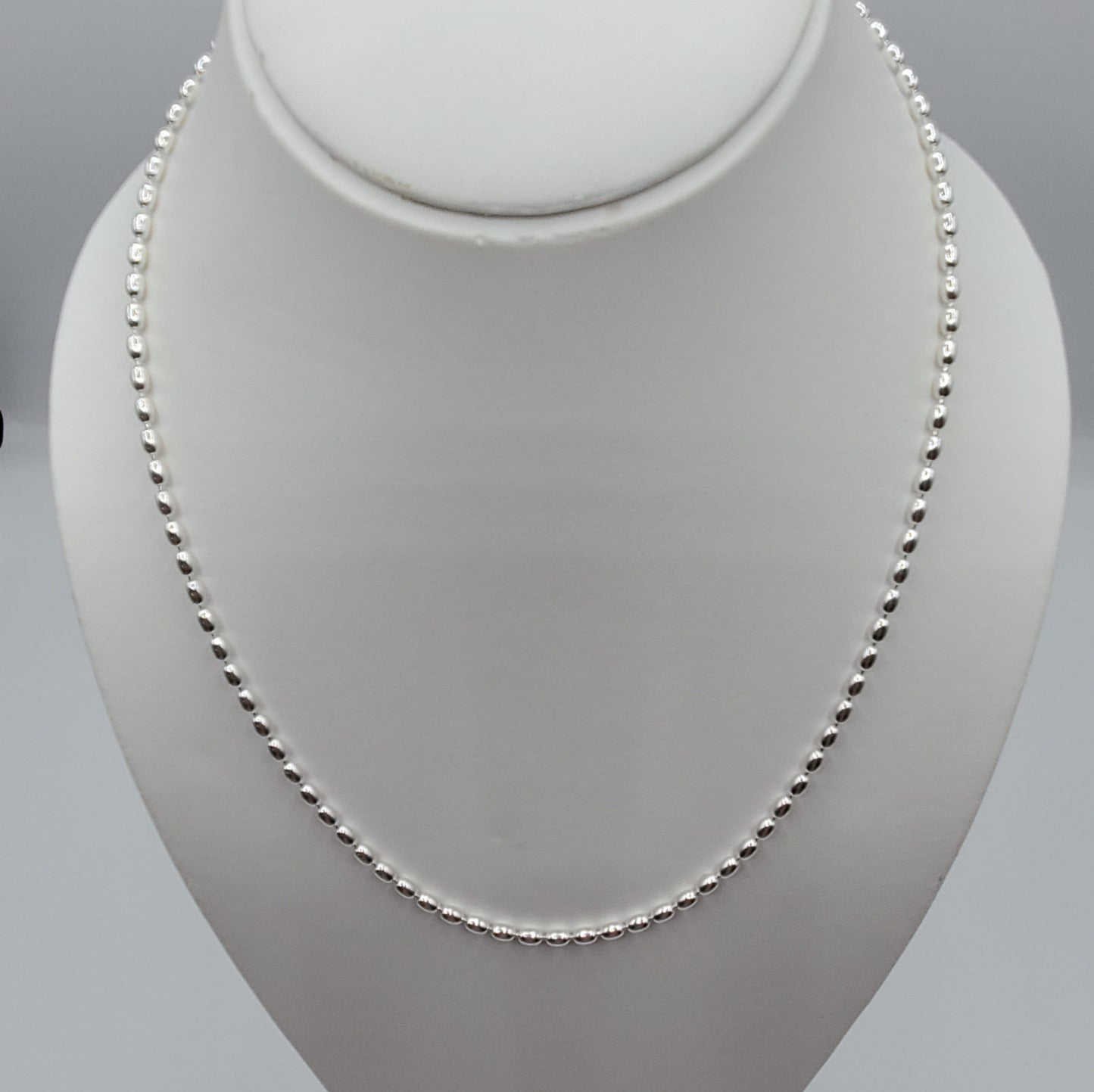 20" sterling silver oval bead necklace.