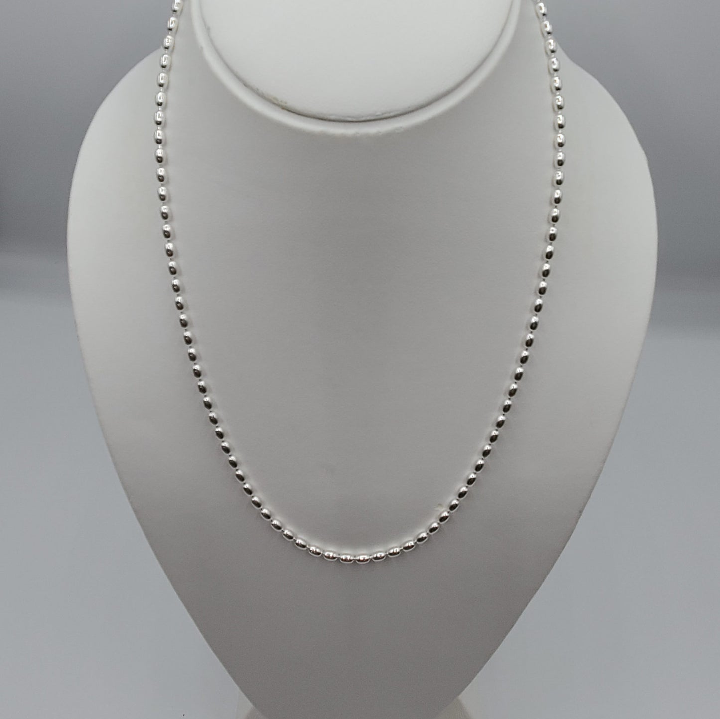20" sterling silver oval bead necklace.