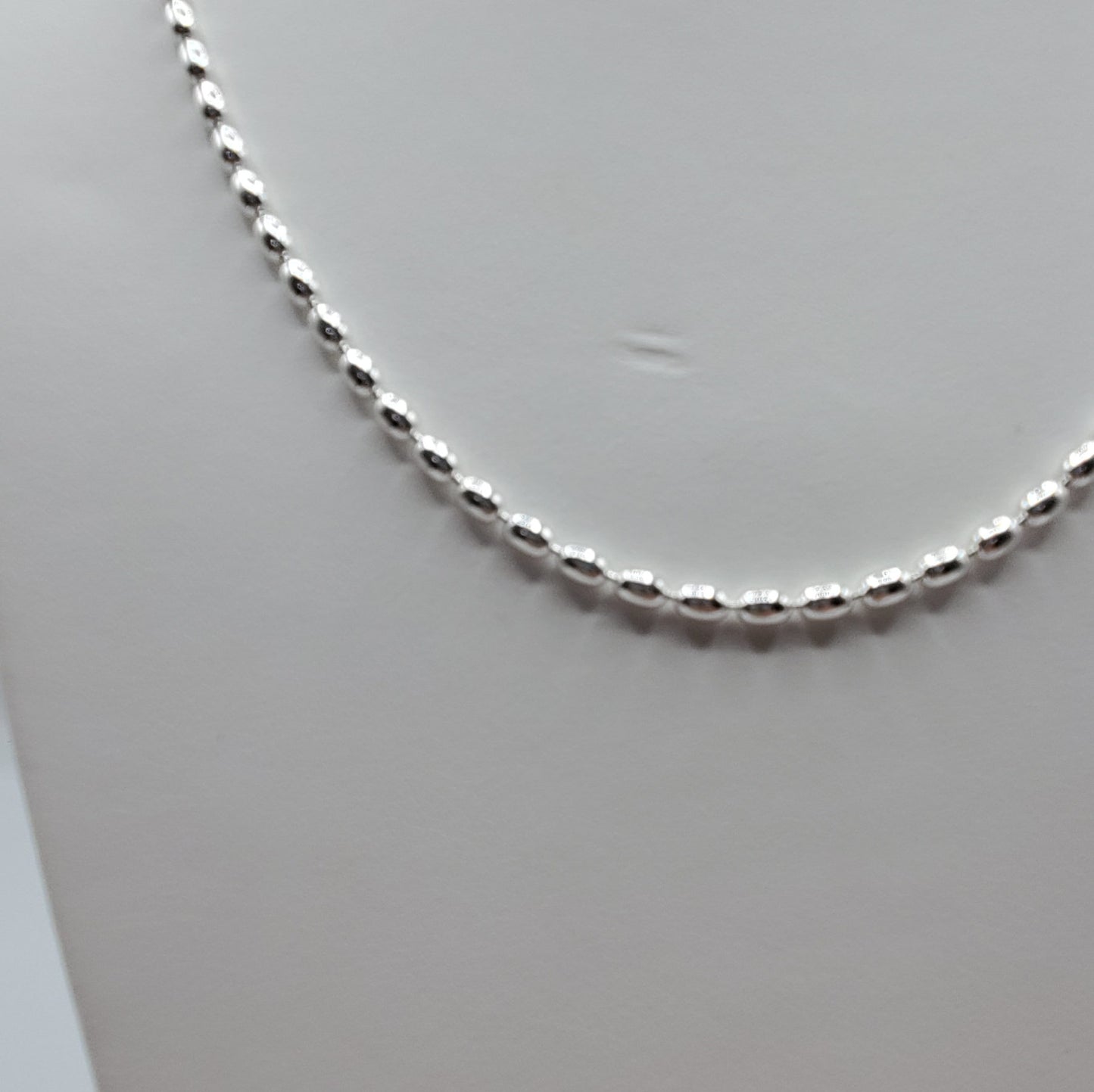 20" sterling silver oval bead necklace.