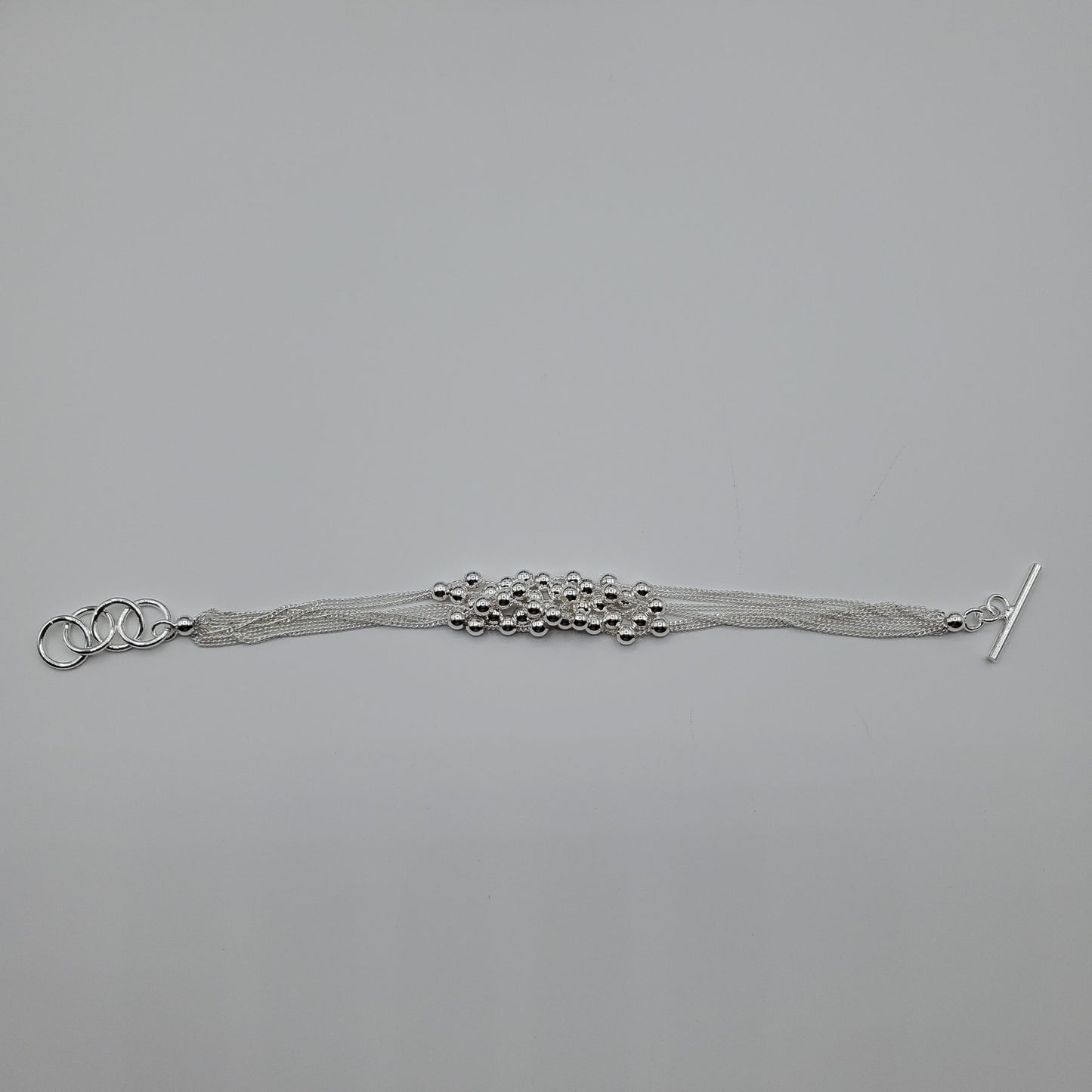 .925 Silver Grape Shaped Bead Bracelet