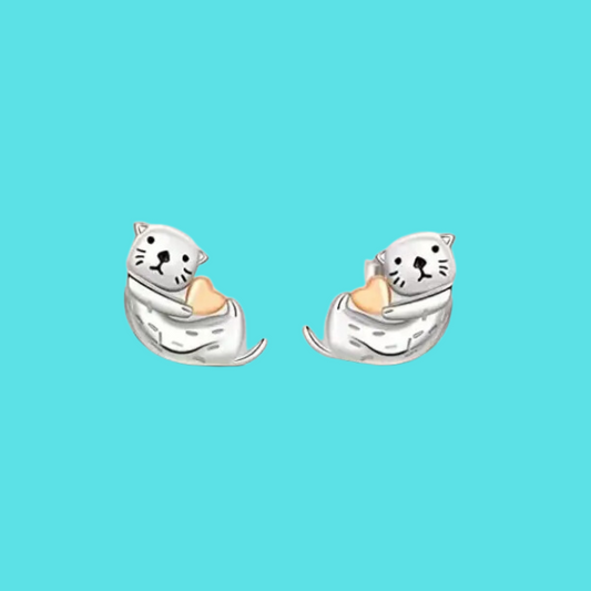 Cute Small Sea Otter Stud Earrings