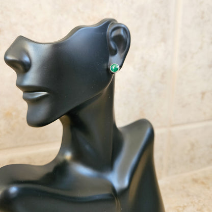 Round Malachite Stud Earrings