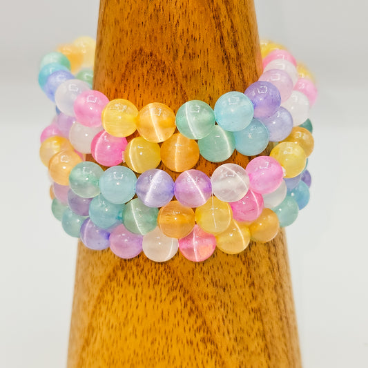 Cotton Candy colored 15mm crystal bead bracelet