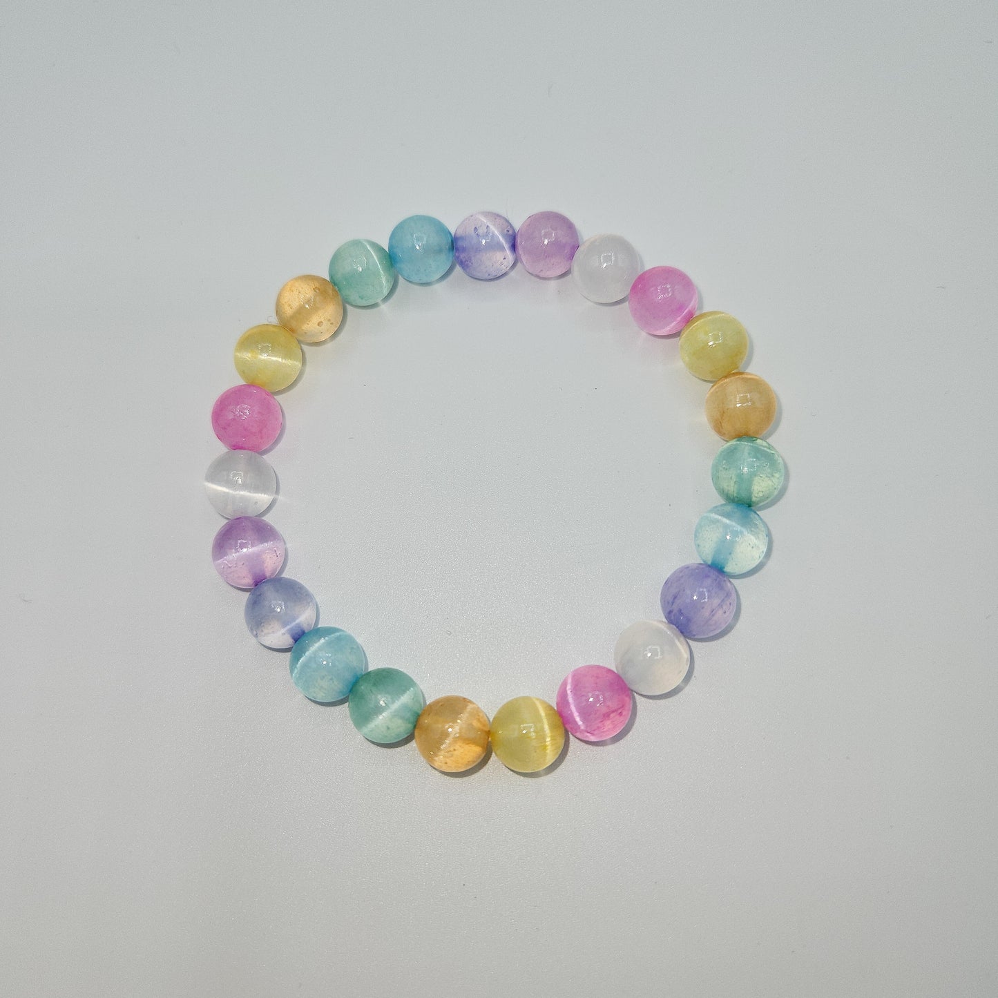 Cotton Candy colored 15mm crystal bead bracelet