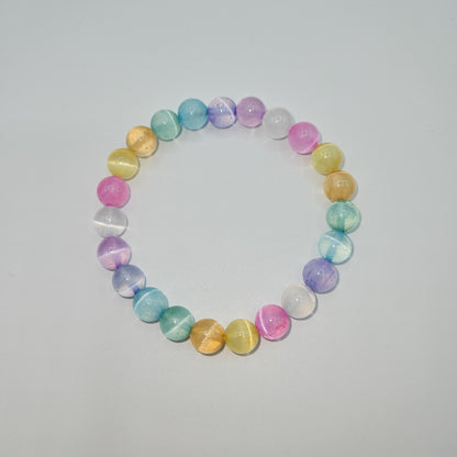 Cotton Candy colored 15mm crystal bead bracelet