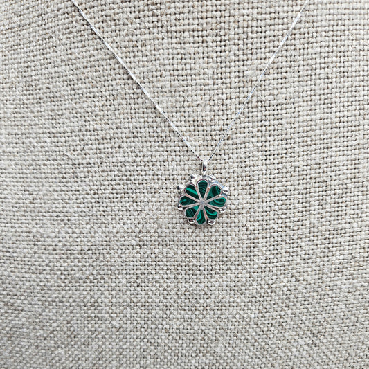 Malachite inlay flower pendant