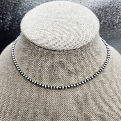 Navajo Silver Bead Necklace 4mm beads