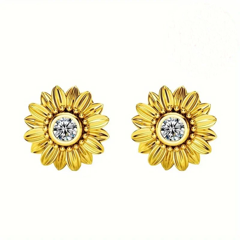 Delicate Colorful Sunflower Stud Earrings