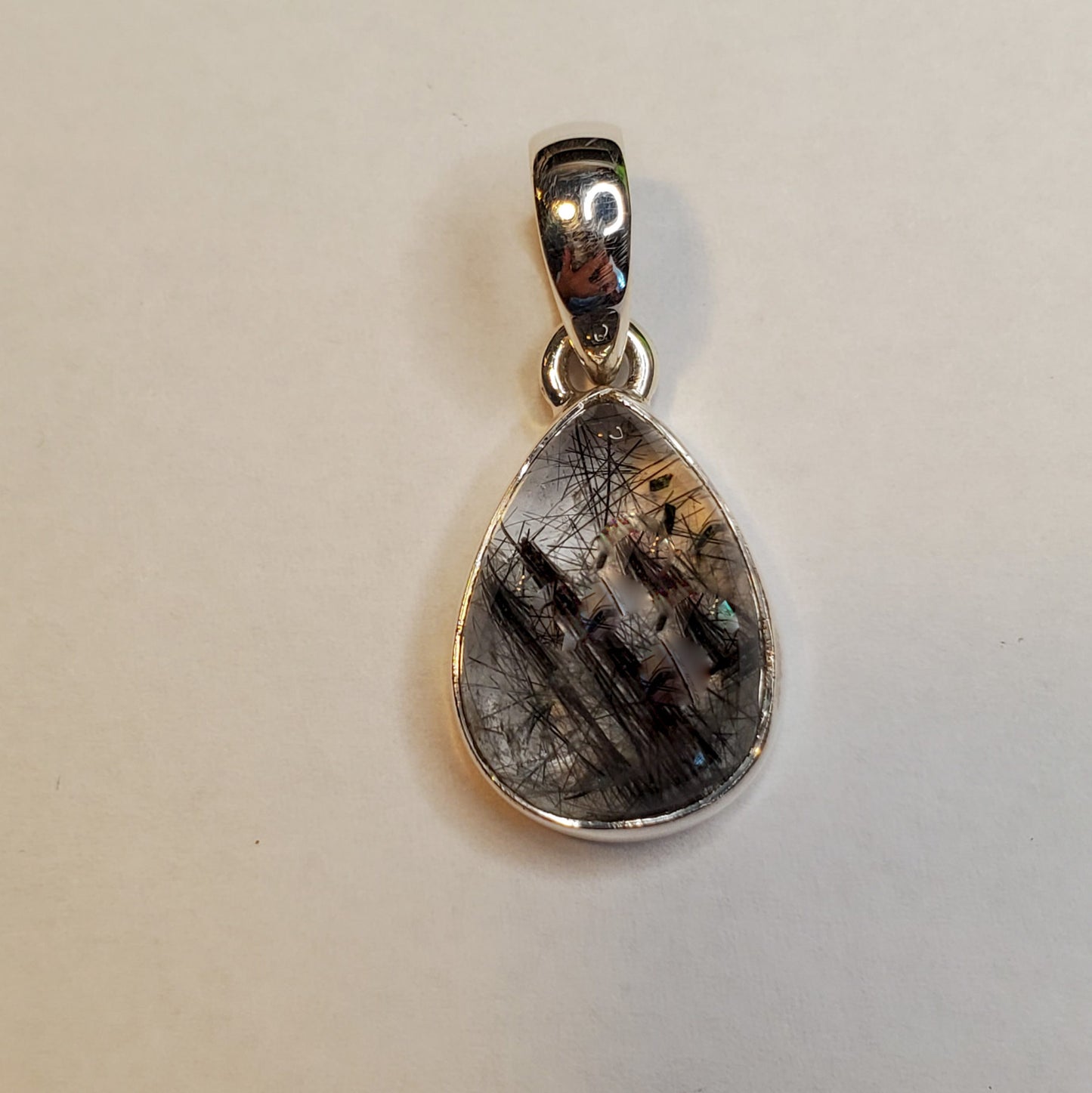 Black Rutile Raindrop Shaped Pendant