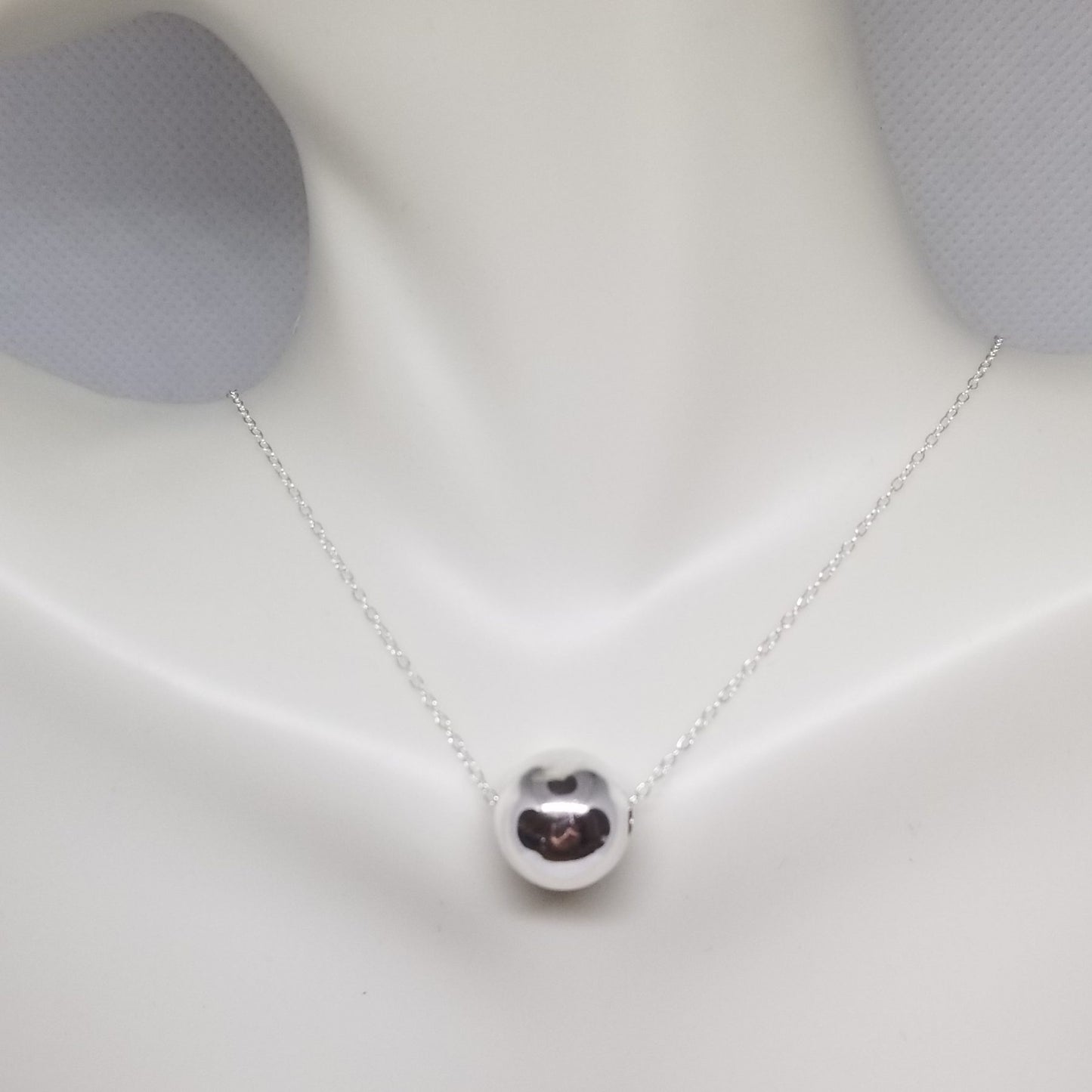 Sterling Silver Ball Bead Pendant Necklace