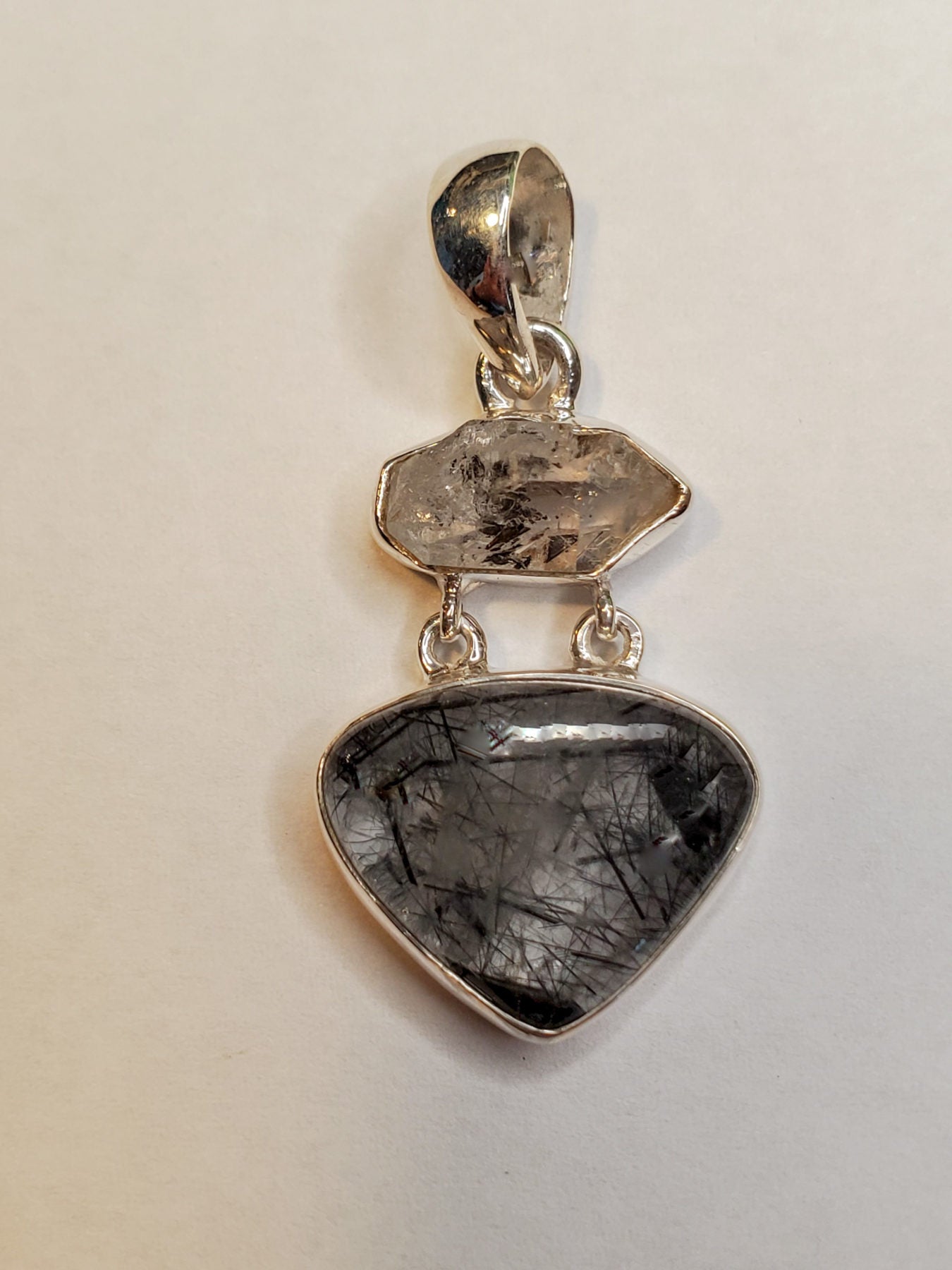 Black Rutile Agate Heart Shaped Pendant