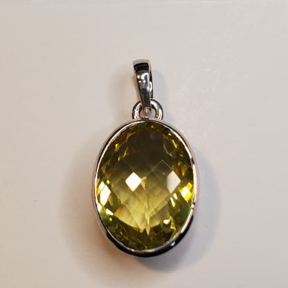 Sterling Silver Lemon Topaz Oval Pendant