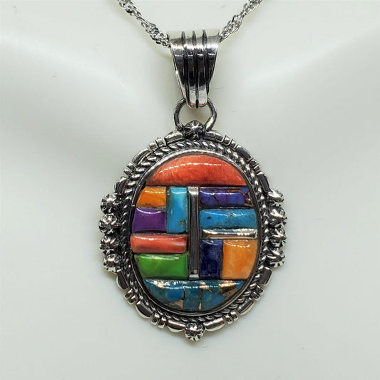 Multi Gemstone Sterling Silver Pendant