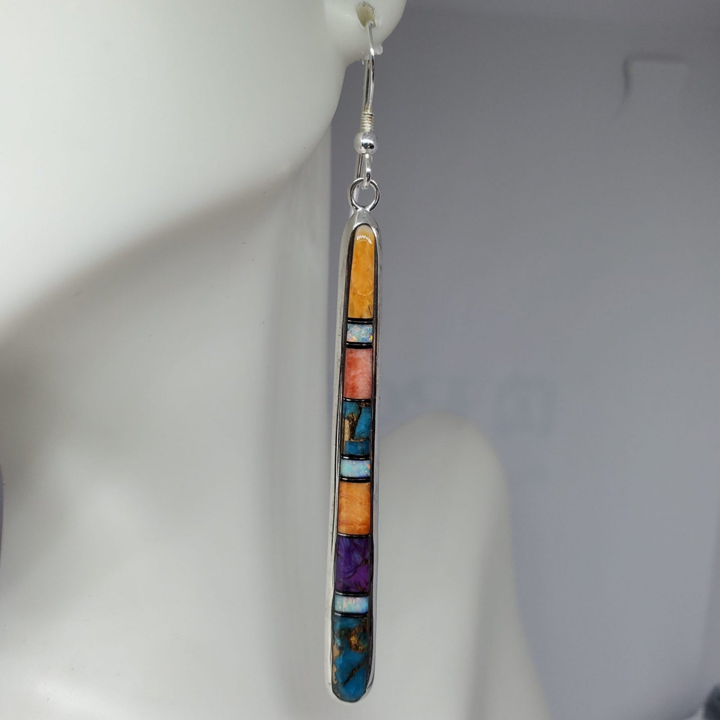 Multi Gemstone Sterling Silver Drop Earrings