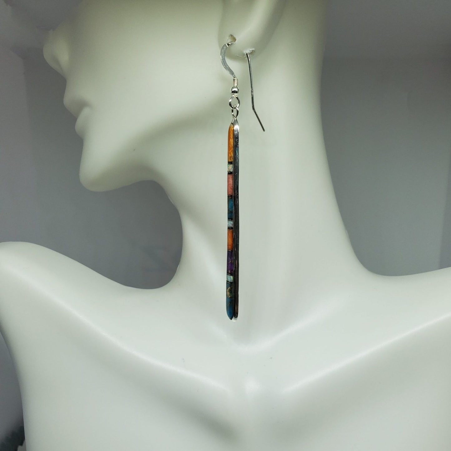 Multi Gemstone Sterling Silver Drop Earrings