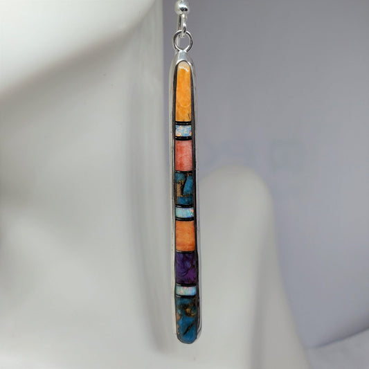 Multi Gemstone Sterling Silver Drop Earrings