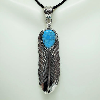 Turquoise Sterling Silver Feather Pendant