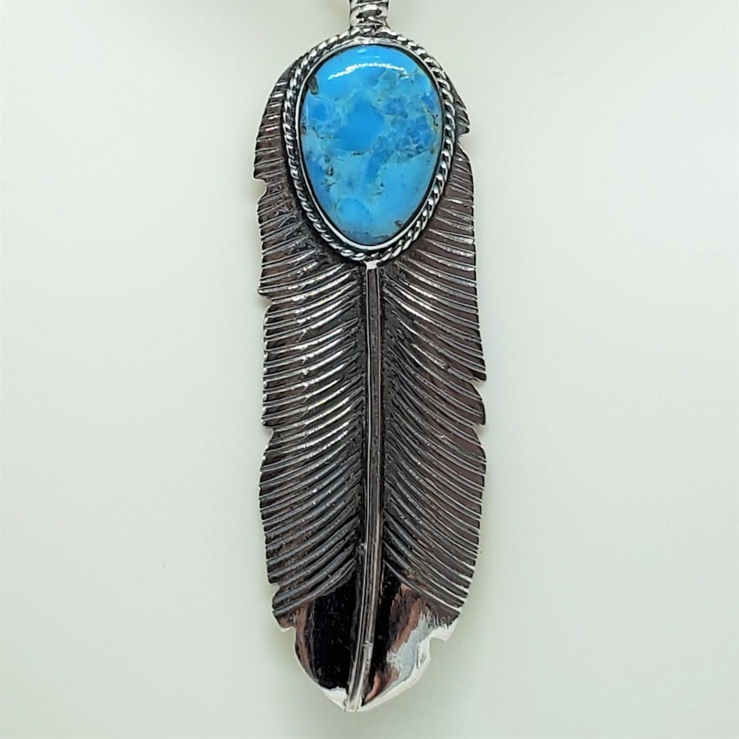 Turquoise Sterling Silver Feather Pendant