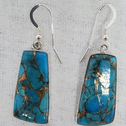 Matrix Turquoise Rectangle Sterling Silver Drop Earrings