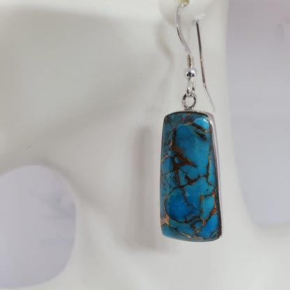 Matrix Turquoise Rectangle Sterling Silver Drop Earrings