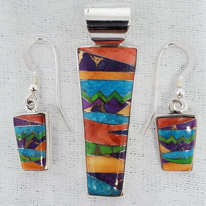 Multi Gemstone Pendant and Earring Gift Set