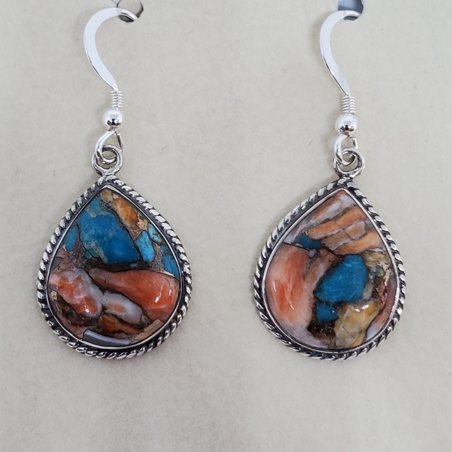 Spiny Turquoise Sterling Silver Dangle Earrings