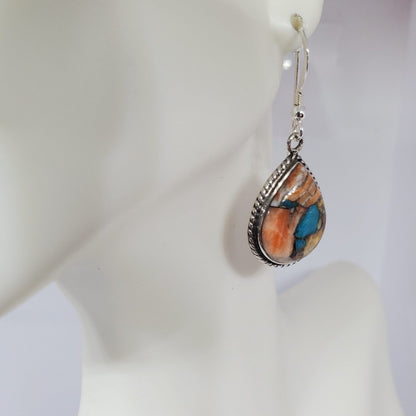 Spiny Turquoise Sterling Silver Dangle Earrings