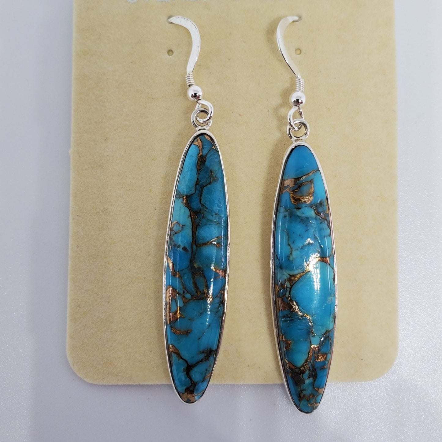 Sterling Silver Matrix Turquoise Drop Earrings