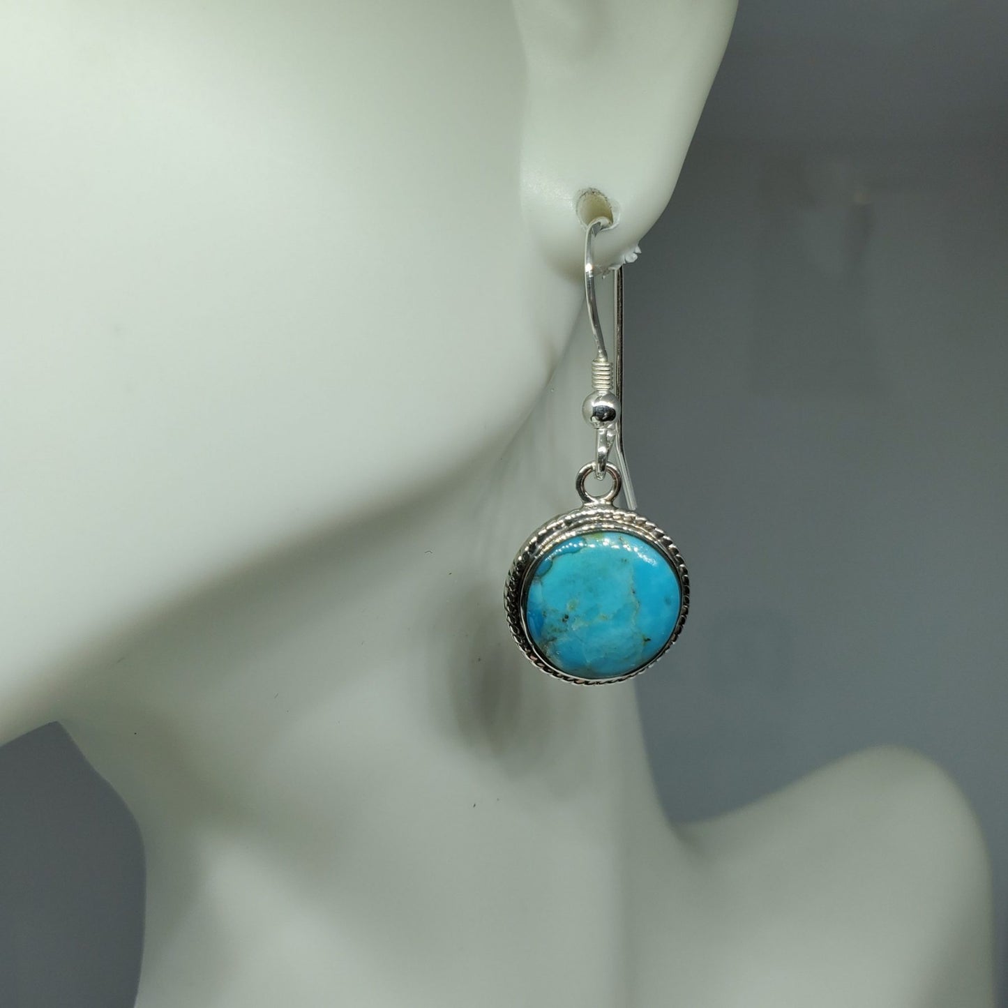 Turquoise Sterling Silver Round Earrings