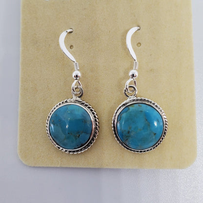 Turquoise Sterling Silver Round Earrings