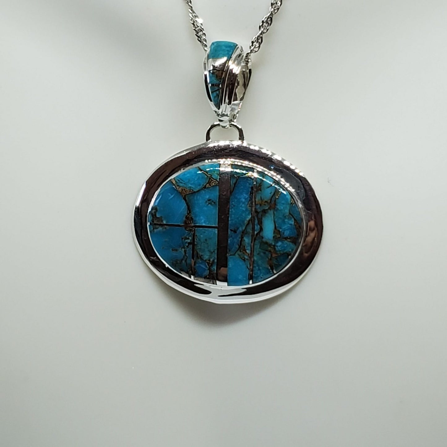 Matrix Turquoise Sterling Silver Pendant