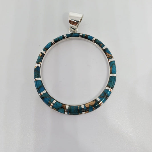 Matrix Turquoise Sterling Silver Circle of Life Pendant.