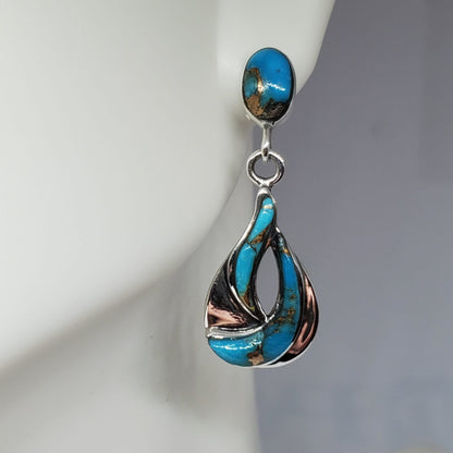 Matrix Turquoise Sterling Silver Drop Earrings