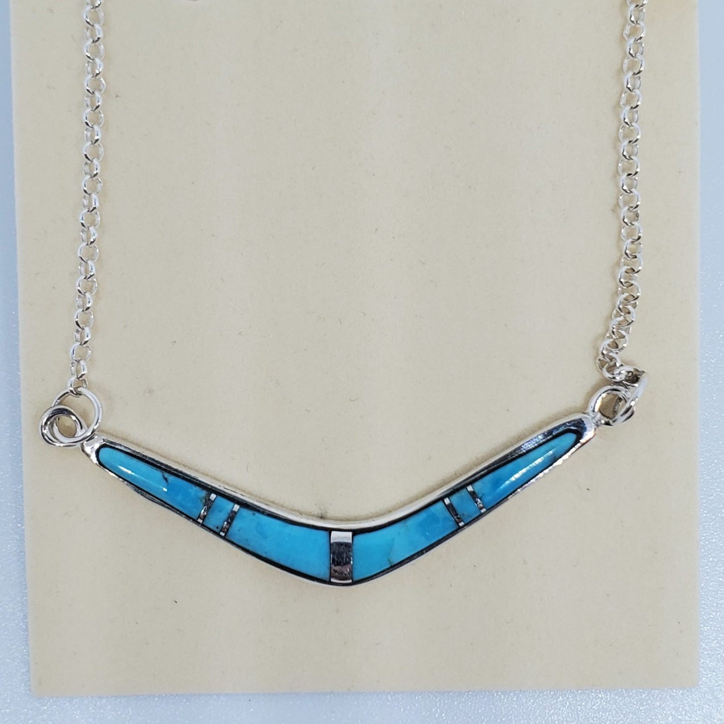 Turquoise Sterling Silver V Necklace