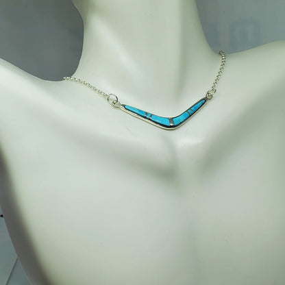 Turquoise Sterling Silver V Necklace