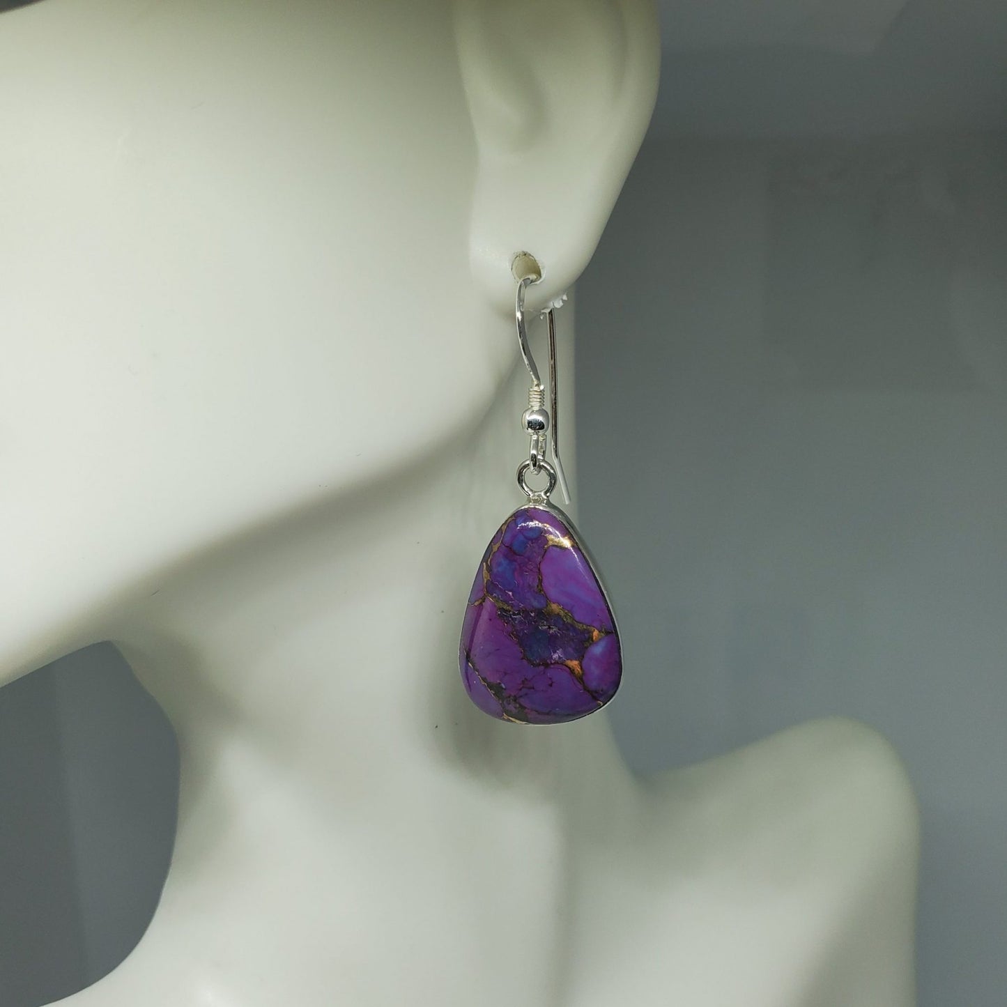 Purple Turquoise Sterling Silver Drop Earrings