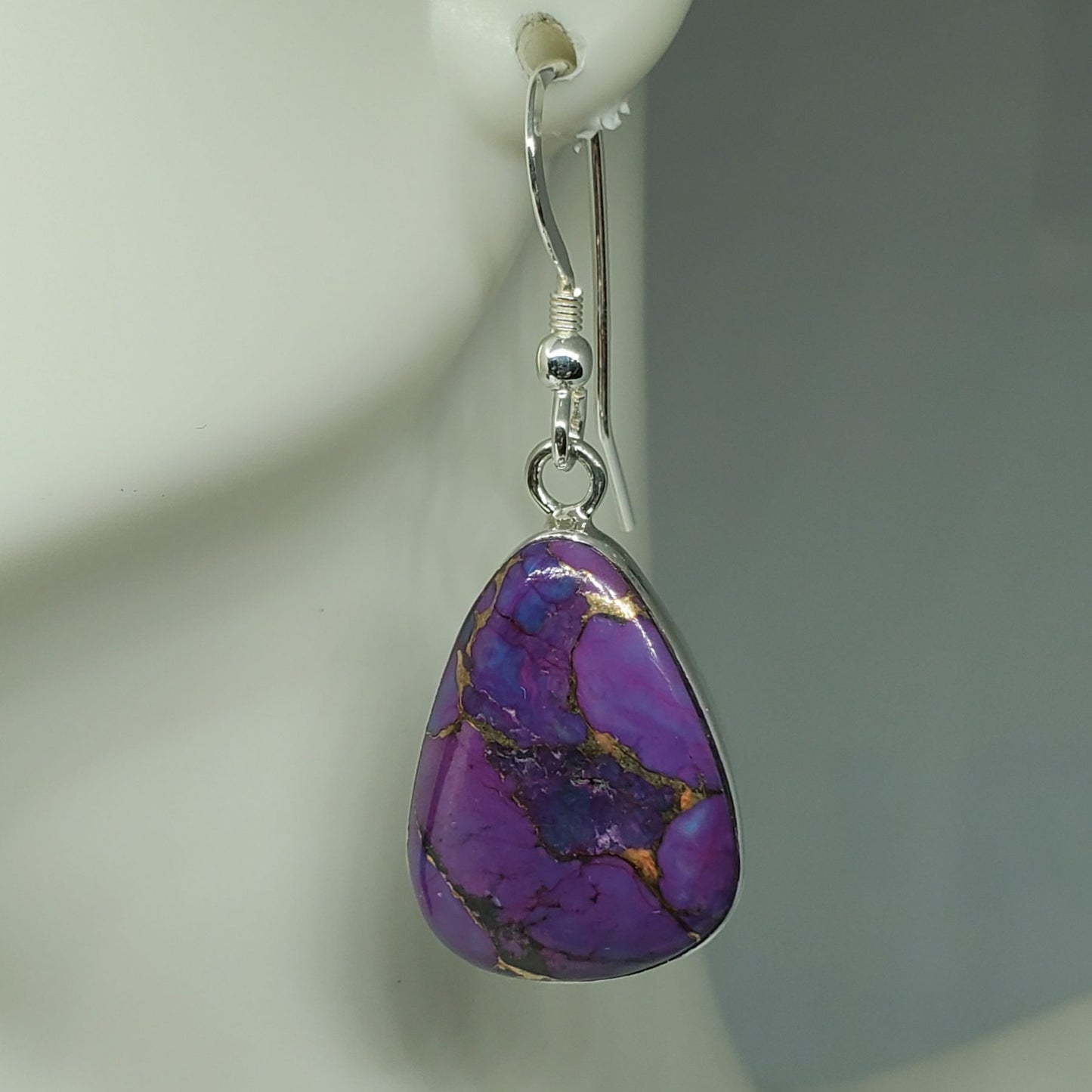 Purple Turquoise Sterling Silver Drop Earrings