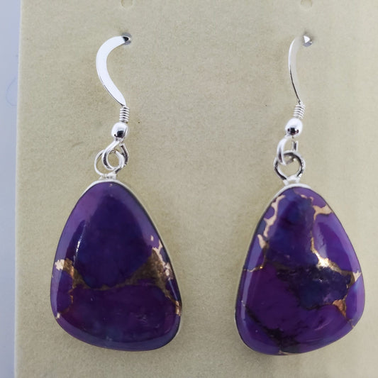 Purple Turquoise Sterling Silver Drop Earrings