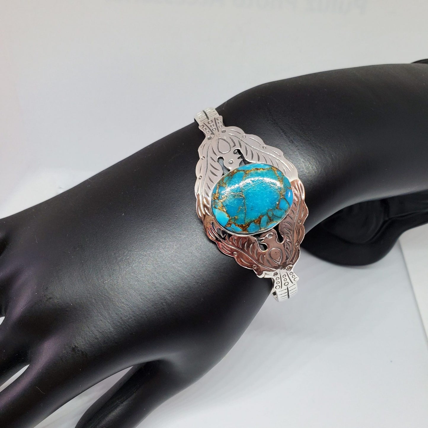 Blue Copper Turquoise Sterling Silver Bracelet