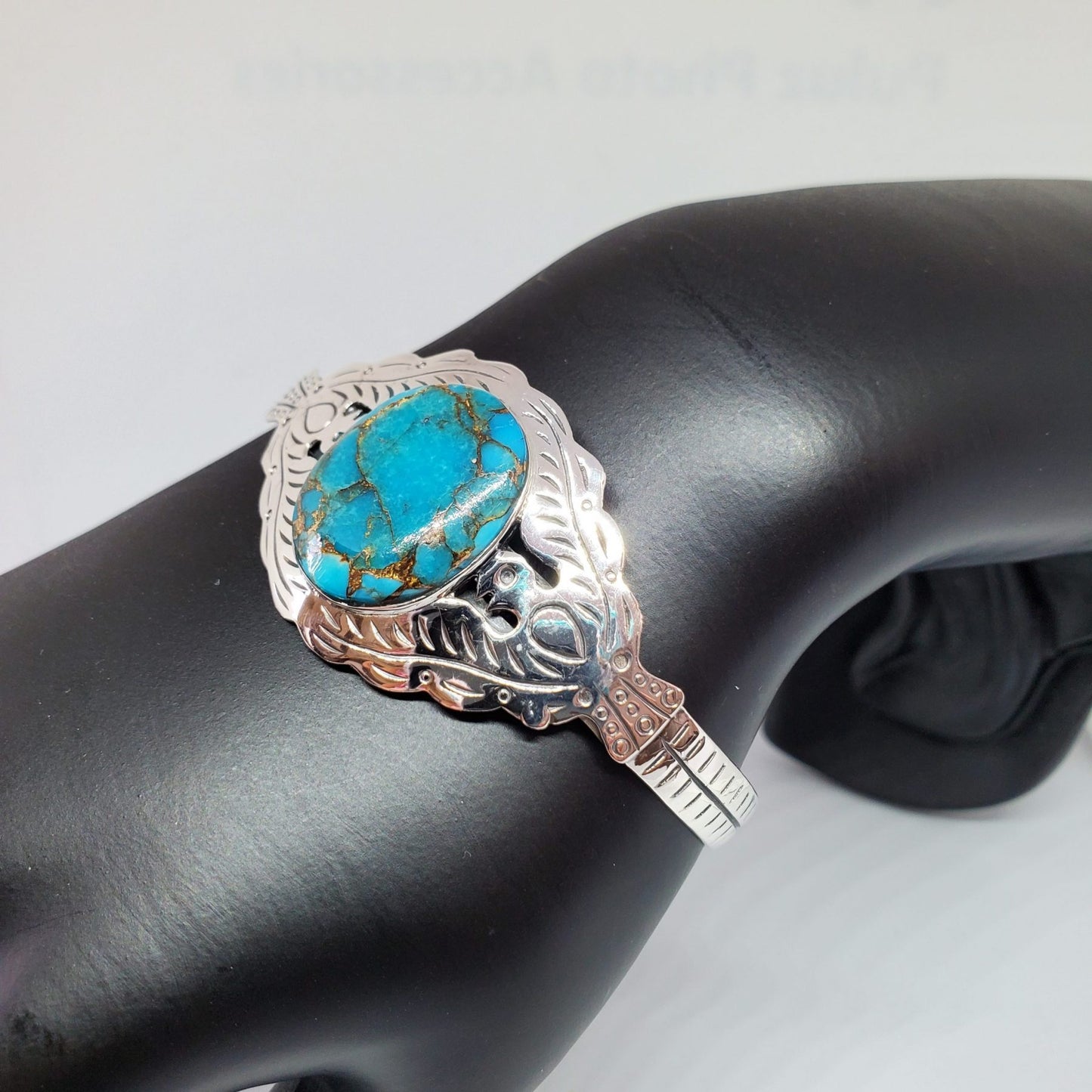 Blue Copper Turquoise Sterling Silver Bracelet