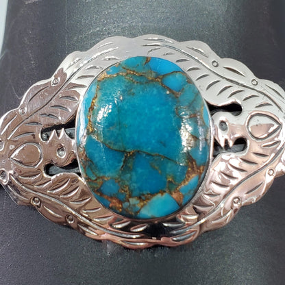 Blue Copper Turquoise Sterling Silver Bracelet