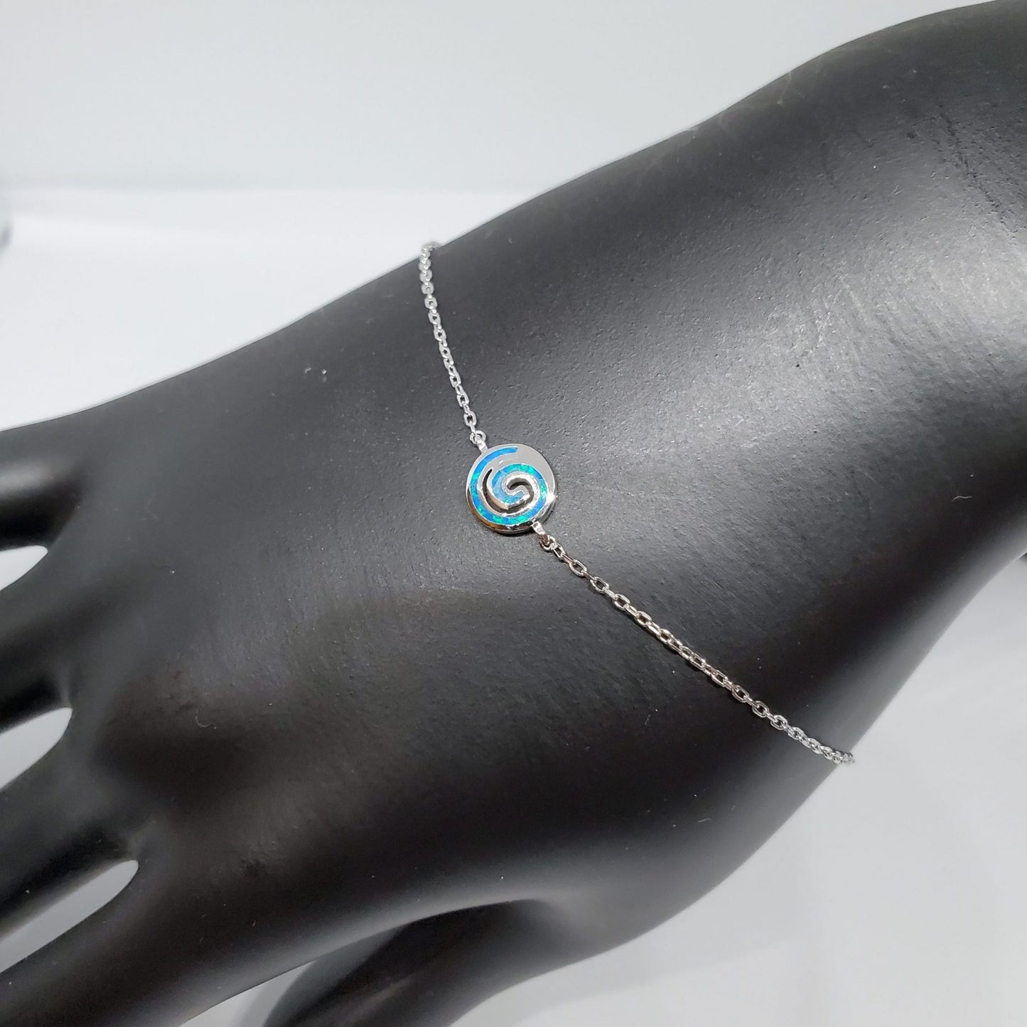 Blue Opal Swirl .925 Silver Bracelet