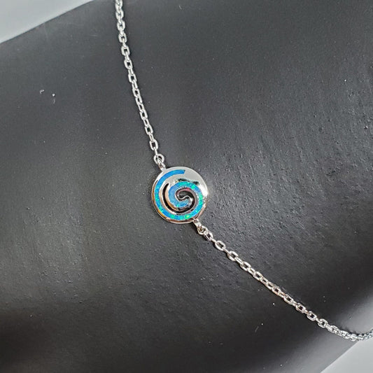 Blue Opal Swirl .925 Silver Bracelet