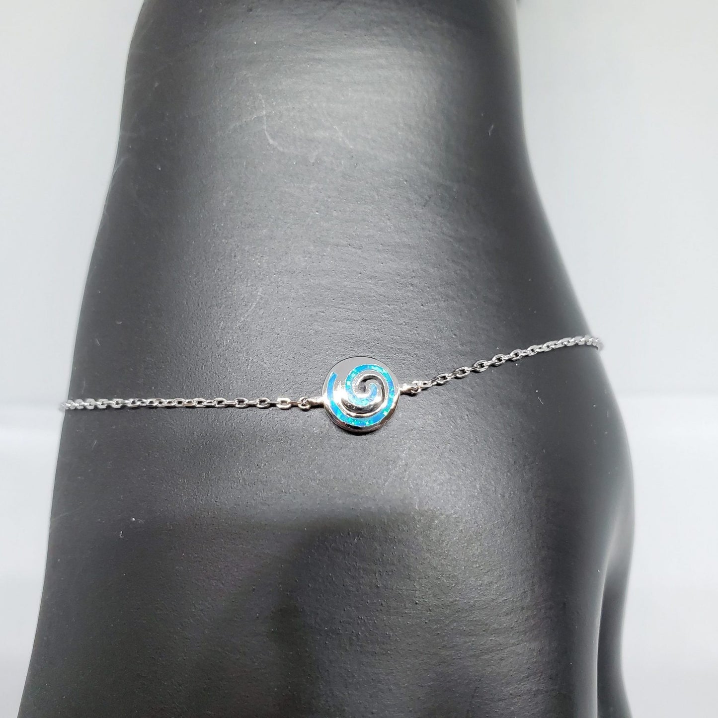 Blue Opal Swirl .925 Silver Bracelet