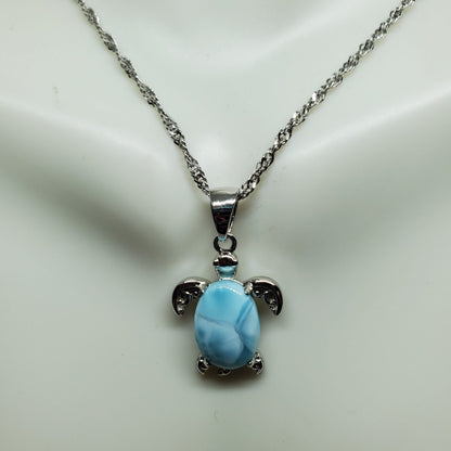 Larimar Turtle Pendant and Earring Gift Set