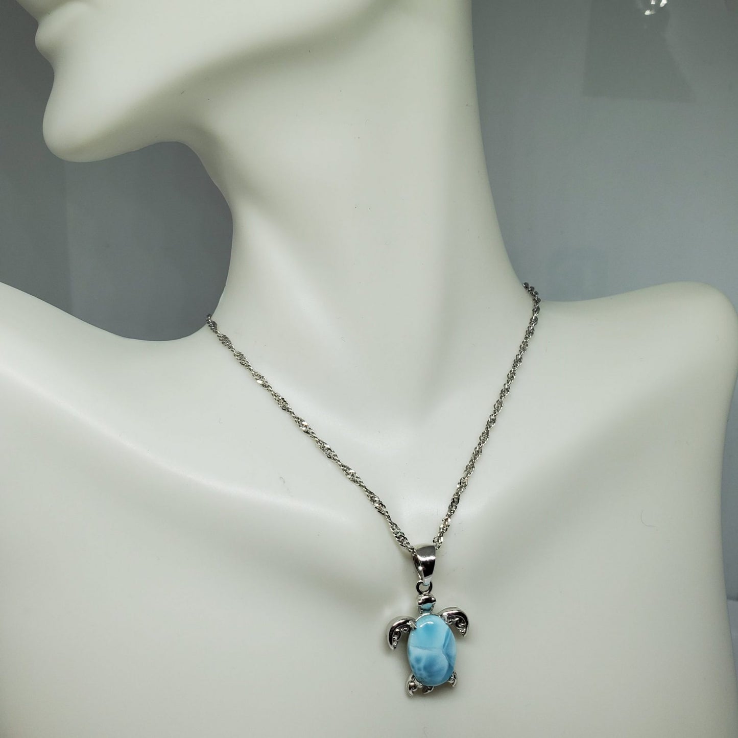 Larimar Turtle Pendant and Earring Gift Set