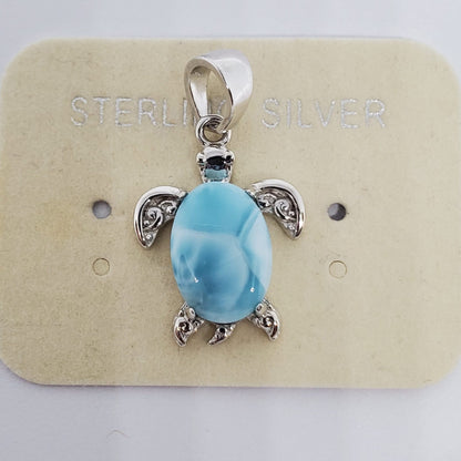 Larimar Turtle Pendant and Earring Gift Set