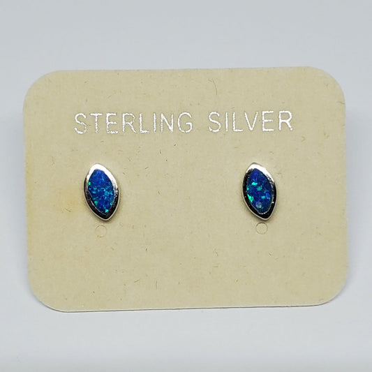 Marquise Cut Blue Opal Stud Earrings.